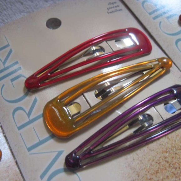 6 Covergirl Goody 2.5" Epoxy Covered Double Bar Hair Snap Clip Contour Barrettes - Picture 1 of 6